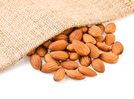 Almonds on white backgroundの写真素材