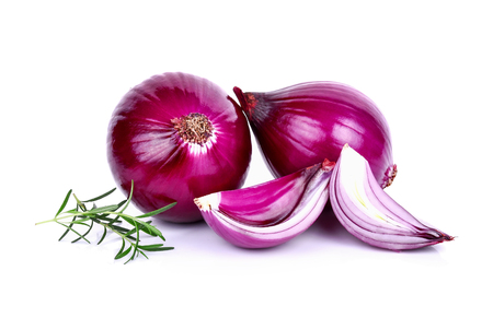 Red onion on white backgroundの写真素材