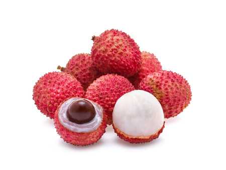 lychees isolated on the white backgroundの写真素材