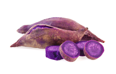 purple sweet potato isolated on white backgroundの写真素材