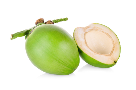 Green coconut isolated on white backgroundの写真素材
