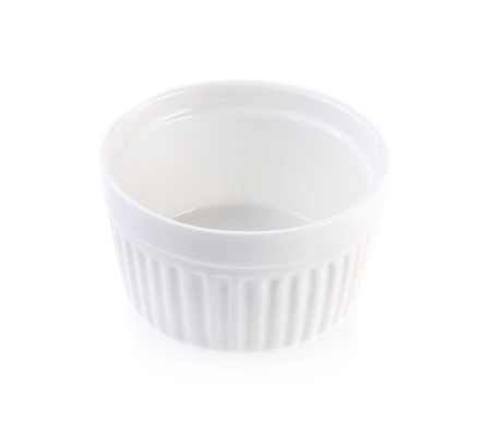 Porcelain souffle ramekin dish isolated on white backgroundの写真素材