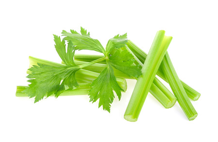 fresh celery isolated on white backgroundの写真素材