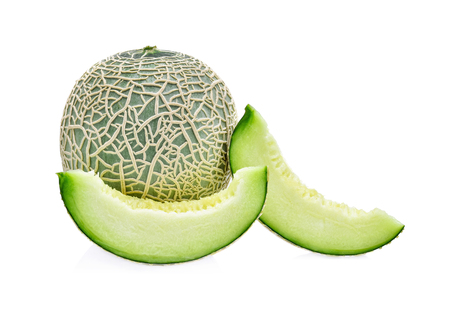 green melon isolated on white backgroundの写真素材