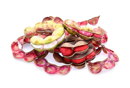 Manila tamarind fruit isolated on white backgroundの写真素材