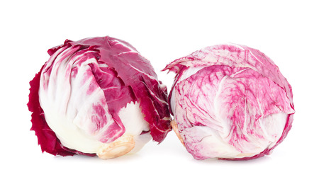 Radicchio, red salad isolated on white backgroundの写真素材