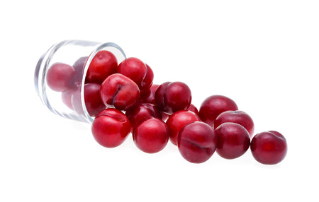 red plum isolated on white backgroundの写真素材