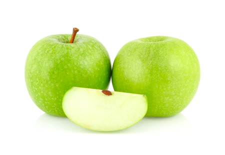 Green apple isolated on the white backgroundの写真素材