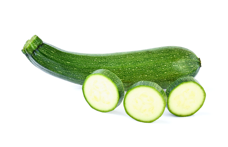fresh zucchini isolated on white backgroundの写真素材