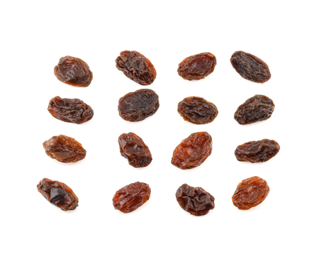 Set of raisins isolated on white backgroundの写真素材