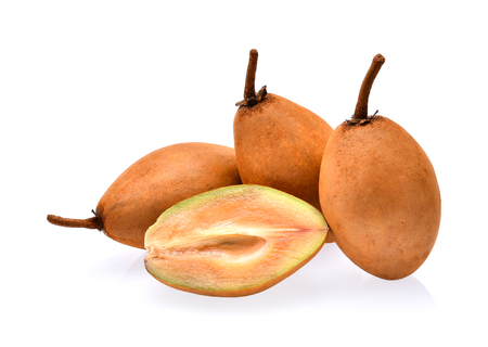Sapodilla isolated on white backgroundの写真素材