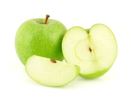 Green apple isolated on the white backgroundの写真素材