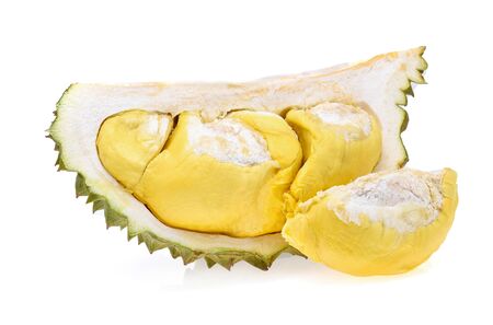 Durian, King of Fruits isolated on white backgroundの写真素材