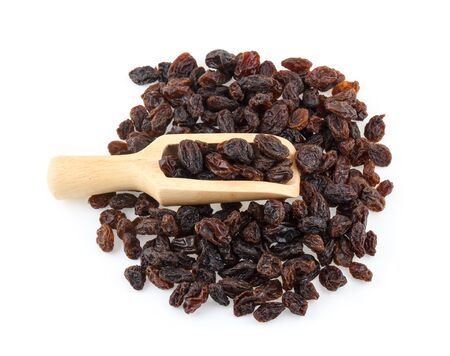 Raisins isolated on white backgroundの写真素材