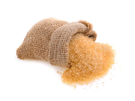 Brown sugar isolated on white backgroundの写真素材
