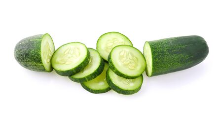 Fresh cucumber isolated on white backgroundの写真素材