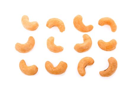 cashew nut isolated on white backgroundの写真素材