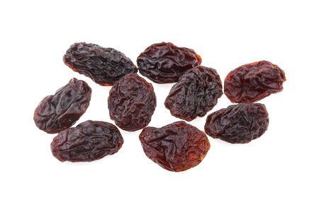 Raisins isolated on white backgroundの写真素材