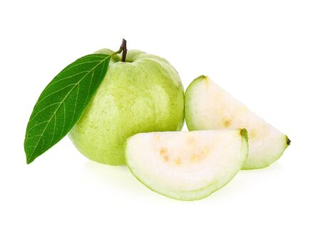 Guava fruit isolated on the white backgroundの写真素材