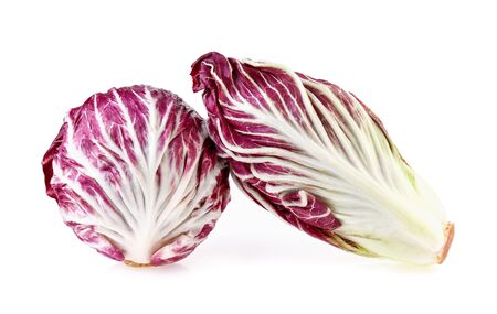 Radicchio, red salad isolated on white backgroundの写真素材