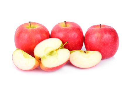 pink lady apples isolated on white backgroundの写真素材