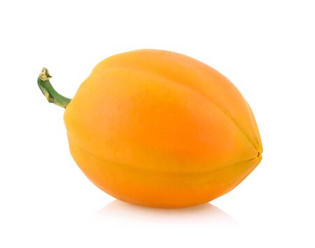 ripe papaya isolated on white backgroundの写真素材