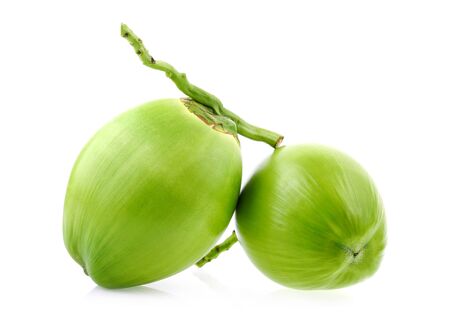 Green coconut Fruit isolated on whiteの写真素材