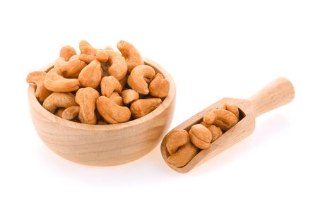 cashew nut isolated on white backgroundの写真素材