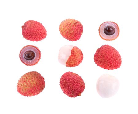 Set of lychee isolated on whiteの写真素材