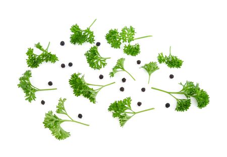 parsley and pepper isolated on white backgroundの写真素材
