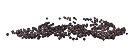 Black pepper isolated on white backgroundの写真素材