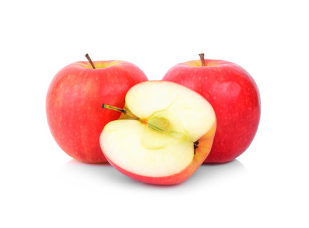 pink lady apples isolated on white backgroundの写真素材