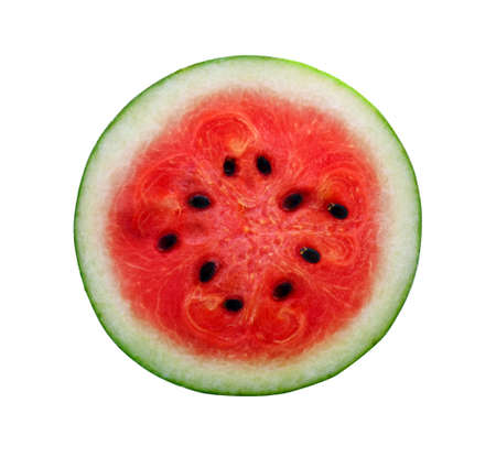 half of watermelon isolated on white backgroundの写真素材