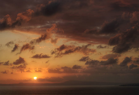 Sunset at the Bay of Naplesの写真素材