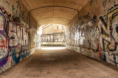 Painted walls in a tunnel. Graffiti. Berlinのeditorial素材