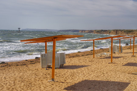 Low season. Crimean beachの写真素材