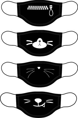Face mask fashion antivirus design textile templateのイラスト素材