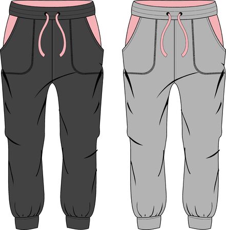 Girl fashion sport pants butterflyのイラスト素材