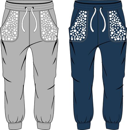 Girl fashion sport jogger pants butterfly templateのイラスト素材
