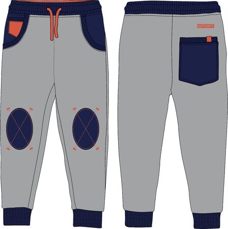Boys sport joggers pants urban wear technical templateのイラスト素材