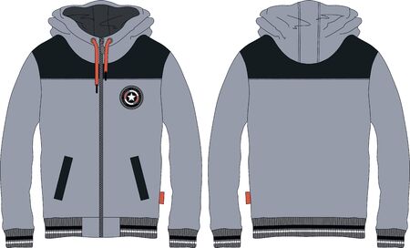 Boys hoddie long sleeve jacket wear template.のイラスト素材