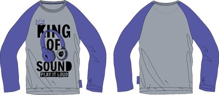 Boys long sleeve reglan style t-shirt wear template.のイラスト素材