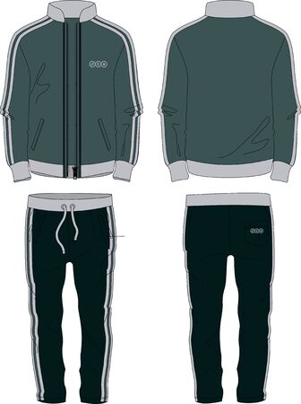 Man fit Suit set jacket zipper and joggers pants template wearのイラスト素材