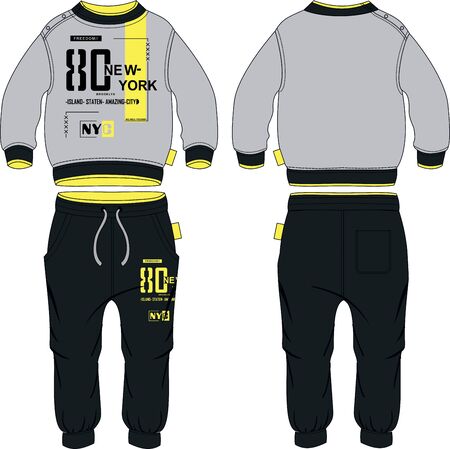 Boys sport suit set hoodie plus jogger pants design temlateのイラスト素材