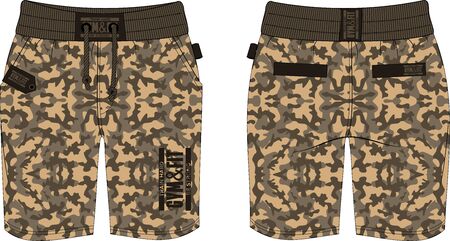 man shorts millitary pattern gym fit templateのイラスト素材