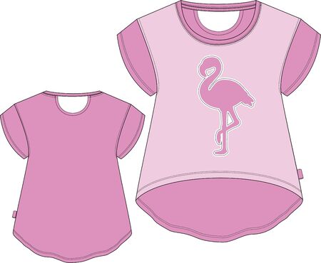 Girls t shirt sewing template pattern beautiful printのイラスト素材