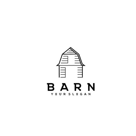 Golden Wood Barn Farm Minimalist Vintage Retro Line Art Logo designのイラスト素材