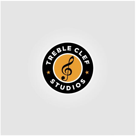 Treble Clef Emblem Badge / Stamp logo designのイラスト素材