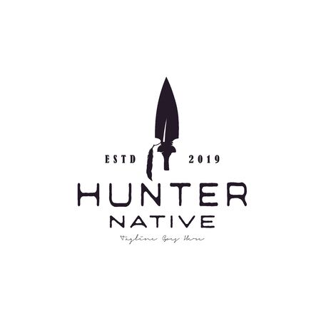 Vintage Retro Arrowhead Spear Hunting Hipster Logo Designのイラスト素材