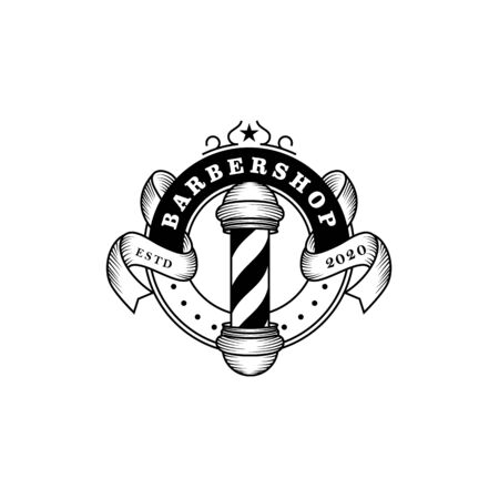 Retro Vintage stamp badge Barbershop Logo Design.のイラスト素材